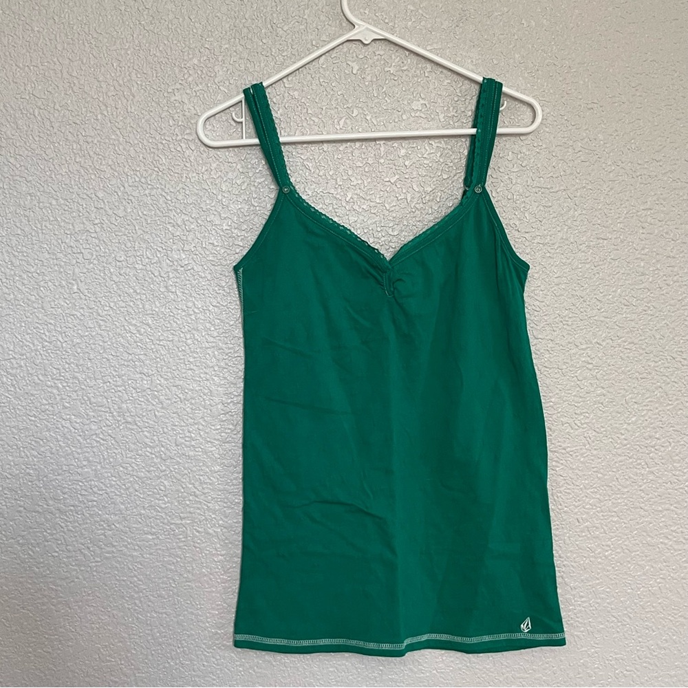 Y2K Volcom Teal Camisole Top w/ built in shelf bra size medium
